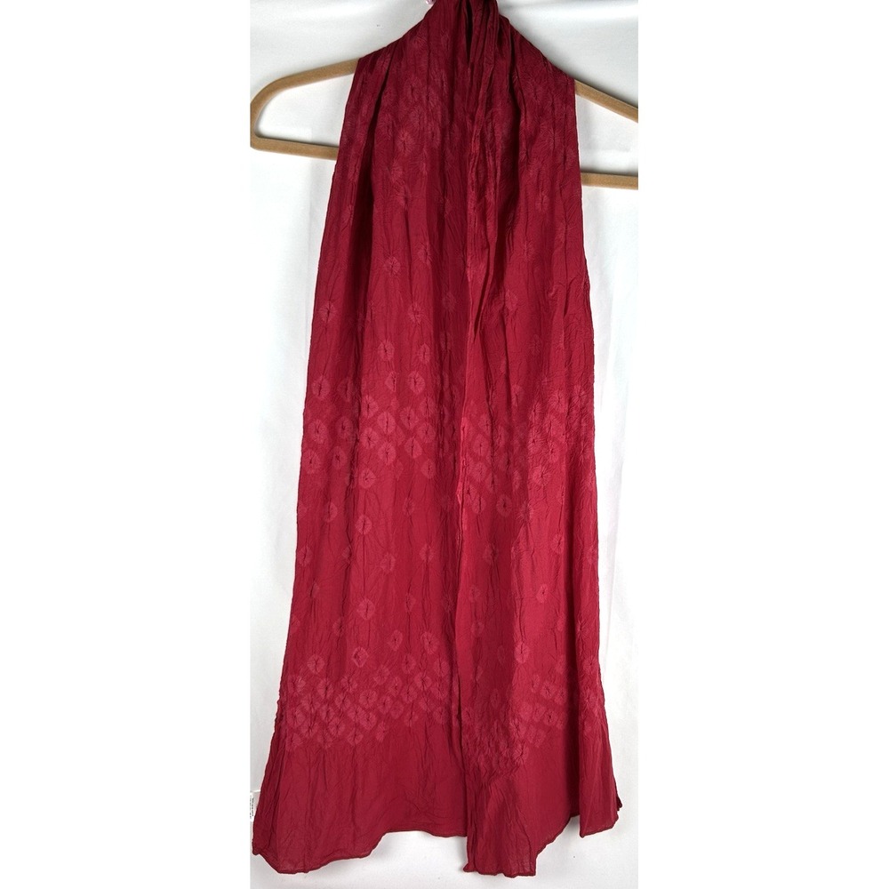 Eileen Fisher Dark Pink Cotton Crinkle Gauze Luxury Scarf Shawl Semi Sheer Japan